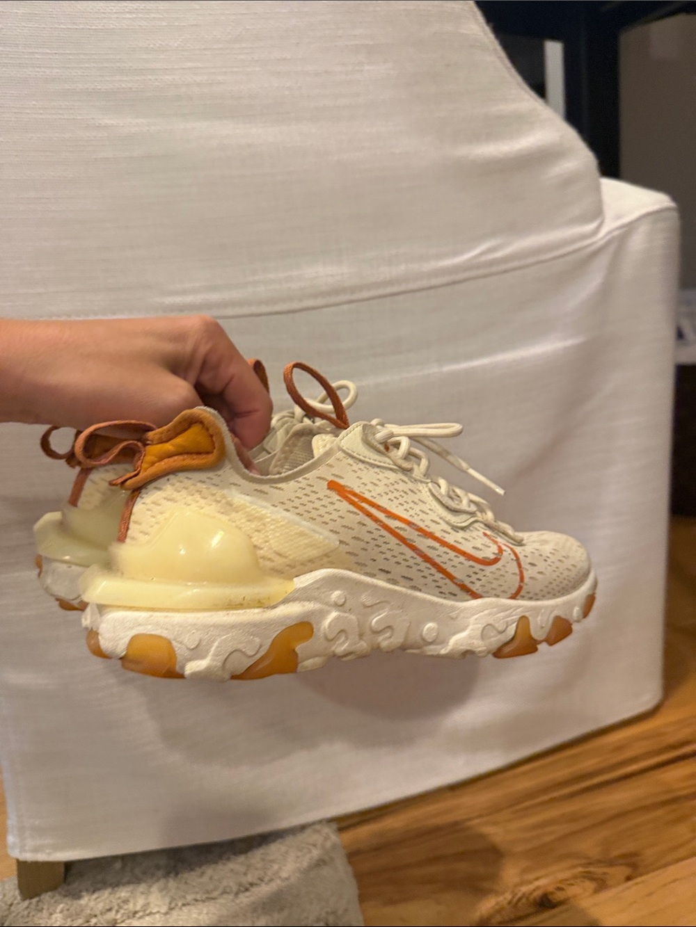 Nike Kids Cream and Orange Athletic Sneakers